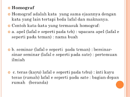 Check spelling or type a new query. B Indonesia Homonim Homograf Homofon