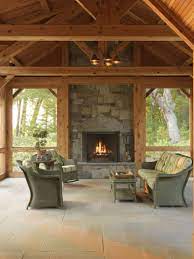 Timber Frame Screened In Porch Fine Homebuilding Outdoor Fireplace Patio Timber Frame Porch Porch Design