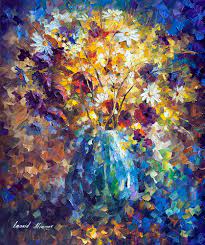 How to create easy flower paintings. Simple Flowers Palette Knife Oil Painting On Canvas By Leonid Afremov Size 20 X24