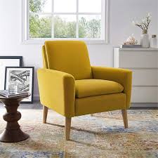 Modern Accent Chair Single Sofa Comfy Fabric Upholstered Arm Chair Living Room Yellow Walmart Com Arm Chairs Living Room Single Sofa Chair Yellow Accent Chairs