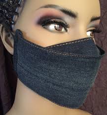 Gold Stitched Dark Denim Folded Mask In 2020 Diy Mask Fashion Face Mask Fashion Mask