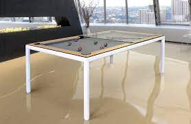 Conversion dining pool tables are becoming increasingly popular as people find ways to get more use out of the spaces they have available in their homes. Vision Billiards Ultra Slimline Convertible Dining And Pool Table White Glass Top Buy Online In Turkey At Turkey Desertcart Com Productid 57165010