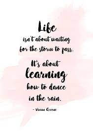~ i love this quote so much. Life Isn T About Waiting For The Storm To Pass Vivian Greene Inspirational Quote Digital Print Typography Wall Art After The Rain Quotes Dancing In The Rain Rain Quotes