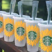 Sunflower Starbucks Cold Cup Custom Starbucks Cup Cold Cup Starbucks Cup Art