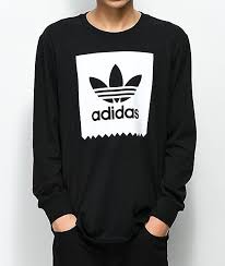 Adidas Black And White Long Sleeve Shirt Adidas Blackbird Solid Black White Long Sleeve T Shirt Zumiez Long Sleeve Outfits Adidas Outfit White Long Sleeve