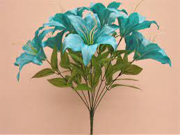 Find here artificial flowers, fake flower manufacturers, suppliers & exporters in india. Buy Turquoise Blue Tiger Lily Bush Satin 11 Artificial Flowers 19 Bouquet 8225tq In Cheap Price On Alibaba Com