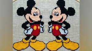 Buy two.mickey mouse counted cross stitch pattern pdf cross stitch | etsy. Mickey Mouse Cross Stitch Design How To Create Woolen Mat Rugs Making Cartoon Cross Stitch Designs Youtube