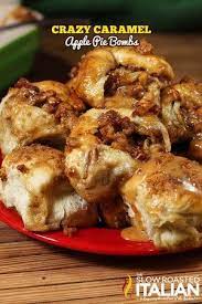 Crazy Caramel Apple Pie Bombs Recipe Caramel Apples Caramel Apple Pie Caramel Apple Pie Bombs