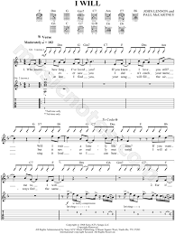 The Beatles I Will Guitar Tab In C Major Download Print The White Album The Beatles Dance With My Father