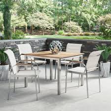 Is there a hole in the middle of a teak table? Aruba Stainless Steel Teak Outdoor 5 Pc Dining Group Overstock 31028846