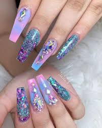 Eyelash nail design and unicorn horn. Unicorn Acrylic Nails