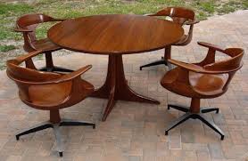 Heywood wakefield coffee table with 2 end tables. Heywood Wakefield Dining Gaming Table Chairs Set