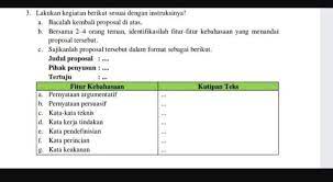 Ada enam kaidah kebahasaan teks proposal yang harus diperhatikan, yakni: Fitur Kebahasaan A Pernyataan Argumentatif B Pernyataan Persesuasif C Kata Kata Teknik D Brainly Co Id