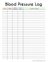 Blood Pressure Chart Template 303 Blood Pressure Log