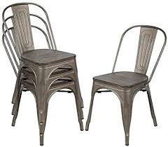 Farmhousediningchairs Amazon Com Metal Kitchen Dining Chairs With Wooden Seat Set Of 4 Bonzy Home In 2020 Metal Dining Room Chairs Restaurant Chairs Dining Chairs