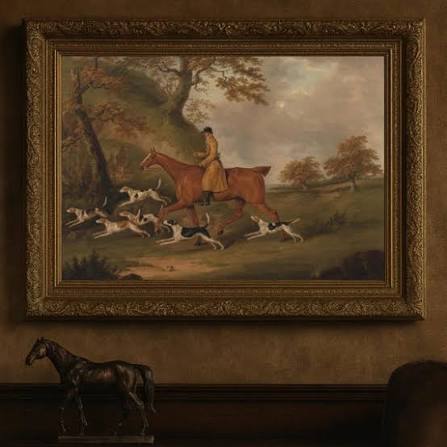 Fox Hunt Lithograph Bombay Company English Style Fox Hunt Art Print, Framed
