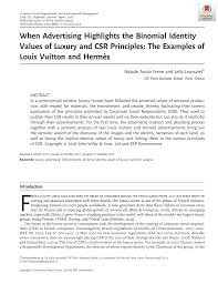 ﻿ lv brand personality analysis. Pdf When Advertising Highlights The Binomial Identity Values Of Luxury And Csr Principles The Examples Of Louis Vuitton And Hermes Identity Values Of Luxury And Csr Within Lv And Hermes Luxury Houses