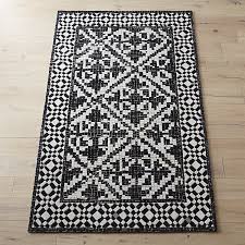 Black And White Pattern Area Rug Contemporary Montage Mosaic Tile Area Rug Black And White Pile Throw Rug Surfaces Hexagonal Pattern Viscose Wool Mosaic Rugs Tile Rug White Mosaic Tiles