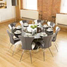 Luxury Large Round Black Oak Dining Table Lazy Susan 8 Chairs 4173 B W Round Dining Room Table Large Round Dining Table Round Oak Dining Table