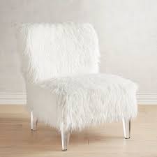 Addyson White Faux Fur Chair With Acrylic Legs Pier 1 Imports Brown Leather Recliner Chair White Accent Chair Couch Upholstery