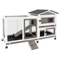 PETSCOSSET 57" L Rabbit Hutch Indoor Outdoor 2 Story Large Bunny Hutch with  Run Guinea Pig Cage Wooden Rabbit Cage with Removable 3 Pull Out Trays Pet  ...