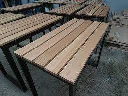 outdoor timber and steel table steel table metal garden benches table