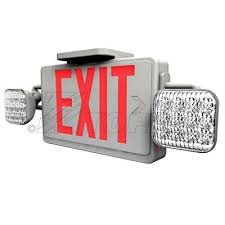 Led Combo Exit Sign Emergency Lighting White With Red Lettering