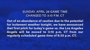 Start of Angels-Royals finale moved to 3 CT due to threat of rain