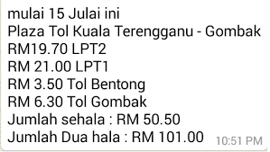 Kadar tol permulaan bagi lpt2 adalah 12sen/km bagi kenderaan kelas 1(kereta). Kadar Bayaran Tol Lpt2 Lebuhraya Pantai Timur 2 Mysemakan