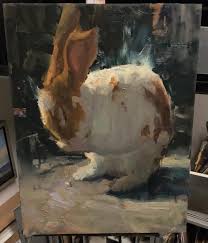 Josh Clare Painting Man Bun Saying Prayers Animal Art Animal Paintings Bunny Art