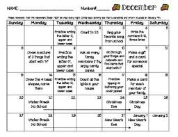 Pre K Tk K Transitional Kindergarten 2018 2019 Month Homework Calendar Transitional Kindergarten Homework