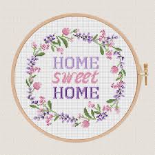 Home Sweet Home Cross Stitch Pdf Pattern Lavender Helleborus