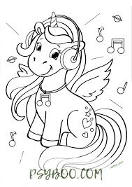 These unicorn coloring pictures can be colored pink, blue, black and even. Cute Kawaii Unicorn Headphones Coloring Page Free Printable Pdf