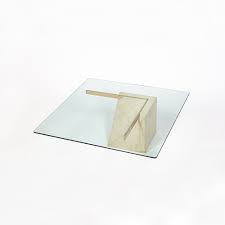 Wood base glass top dining table. Artedi Coffee Table With Travertine Base Glass Table Top 154566