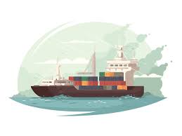 Container Ship In Sea Illustration Cargo Ship Illustration Illustration Sea Illustration