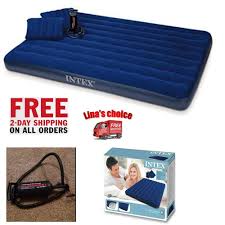 Queen Size Airbed Intex Air Mattress Bed Inflatable With Blow Up Pump 2 Pillows Intex Air Bed Pillows Air Mattress