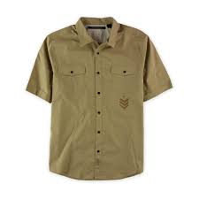 Sean John Mens Military Graphic Button Up Shirt Mens