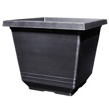 I've seen people that install the plants keep the pots return dirt and a dead twig in the dirt and get new. 12 In Torino Square Silver Plastic Planter Sd333h Si The Home Depot