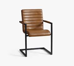 Chromecraft chrome and leather desk chair set mid century modern office chair swivel 1970 faux cognac leather made in use industrial Sabina Leather Desk Chair Pottery Barn