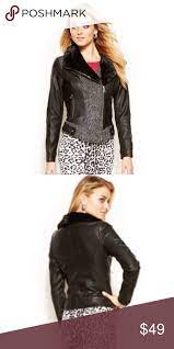 Guess Faux Fur Trimmed Mixed Media Moto Jacket Clothes Design Fashion Fashion Design