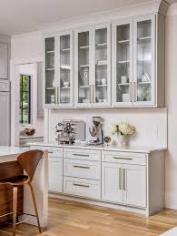light gray glass front cabinets with