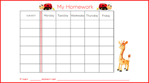 free weekly homework sticker chart primary homework