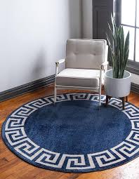 Navy Blue Greek Key Area Rug Round Rugs Round Area Rugs Round Rug Living Room