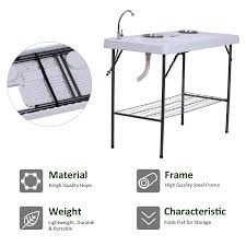 Versatile, easily portable and effective, the goplus folding fish fillet table is one of the best fish. Outsunny 50 L Folding Fish Cleaning Table With Sink Faucet And Accessories Walmart Com Walmart Com