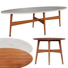 Coffee tables and side tables. Reeve Mid Century Oval Coffee Table West Elm 3d Model