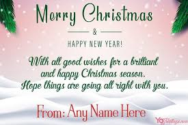 Merry christmas 'n happy new year! Personalized Merry Christmas Greeting Card With Name Editor