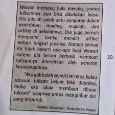 Moral (moralitas) adalah istilah manusia menyebut ke manusia atau orang lainnya dalam tindakan yang memiliki nilai positif. Nilai Moral Positif Tokoh Wawan Pada Cerita Tersebut Adalahbisa Bantu Jawab Kak Dek Brainly Co Id