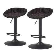 Provide ample seating with outdoor sectional sofas and chairs. 2 Pieces Patio Swivel Wicker Barstool Hydraulic Adjustable Height Chairs Woven Rattan Bar Stools W Footrest Espresso Walmart Com Walmart Com