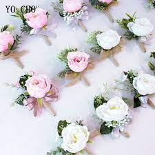 Cheap wedding wrist flowers, corsage flowers and wedding bouquets for sale on milanoo.com. Yo Cho White Pink Wedding Wrist Corsages Flower Suit Wedding Decor Silk Rose Groom Flower Boutonnieres Marriage Prom Brooch Pins Aliexpress