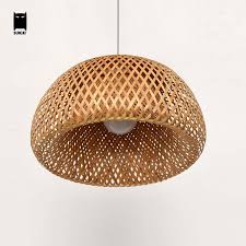 Bamboo Wicker Rattan Shade Pendant Light Cord Fixture Rustic Japanese Round Hanging Lamp Avize Luminaria Pendant Light Cord Pendant Light Bamboo Pendant Light